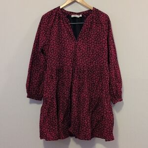 Vineyard Vines Floral Red And Navy Tiered Dress, NWOT, L